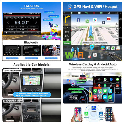 Autoradio 2+32G Android 13 pour Mercedes Benz W164 X164 ML350 ML500 ML280 GL320 GL350 GL450 2008-201