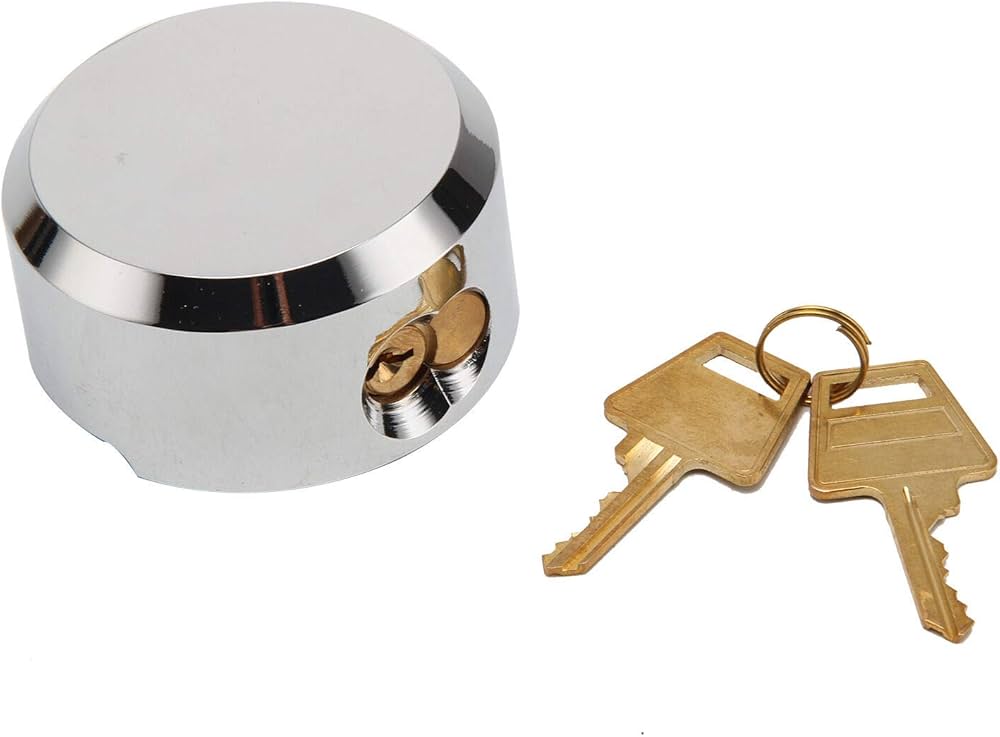 Fermer à clé Rondelle de hockey en acier chromé de 73 mm, Serrure de porte de remplacement pour camionnette robuste ronde à cadenas dissimulé en acier solide