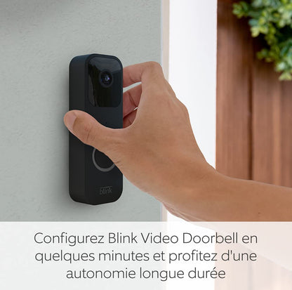 Blink Sonnette Vidéo | Système audio bidirectionnel, vidéo HD, longue autonomie, détection de mouvements, notifications de sonnette dans l'application, fonctionne avec Alexa | Noir