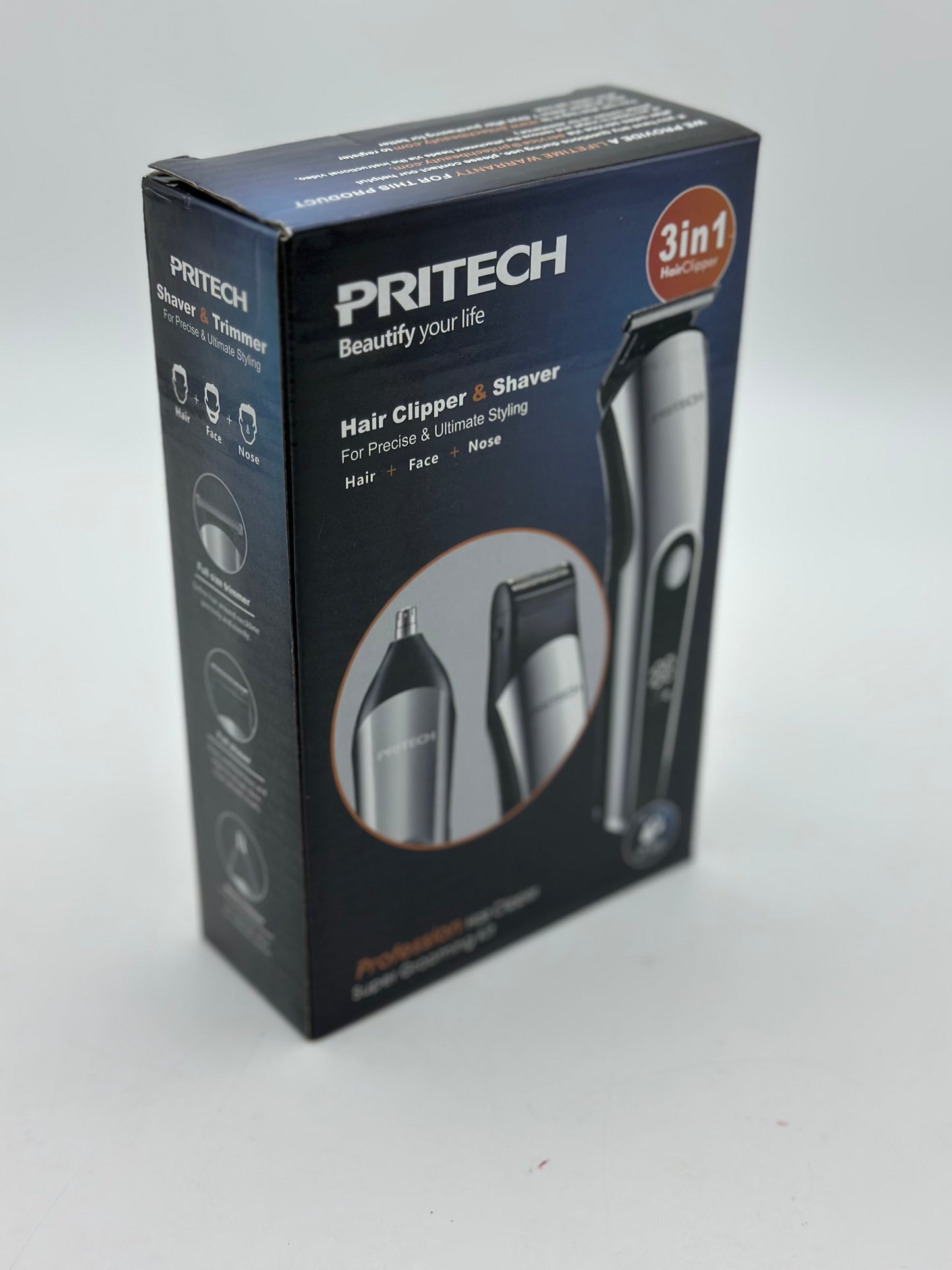 PRITECH Tondeuses à Cheveux pour Hommes, Tondeuse à Nez, Micro Rasoirs 3 en 1 Kit de Soins pour Hommes sans Fil et Rechargeable, Tondeuse à Cheveux Électrique avec Écran LED et Tête de Coupe T, IPX6