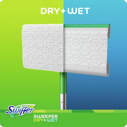 Swiffer Kit Complet Balai, 8 Lingettes Sèches + 3 Lingettes Humides, Idéal pour les Sols en Bois Neu