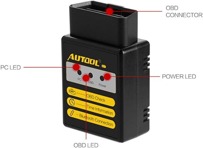 Autool Lecteur de codes d'erreur Bluetooth Scanner OBD C1 V1.5 pour ELM327 pour Torque Android OBDII