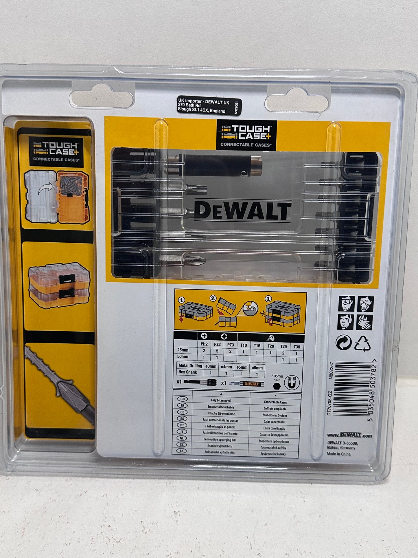 DeWalt DT70708-QZ Coffret Toughcase Coffret 25 Pièces - Embouts de Vissage et Forets Métal - Pour Perceuse-Visseuse Argent