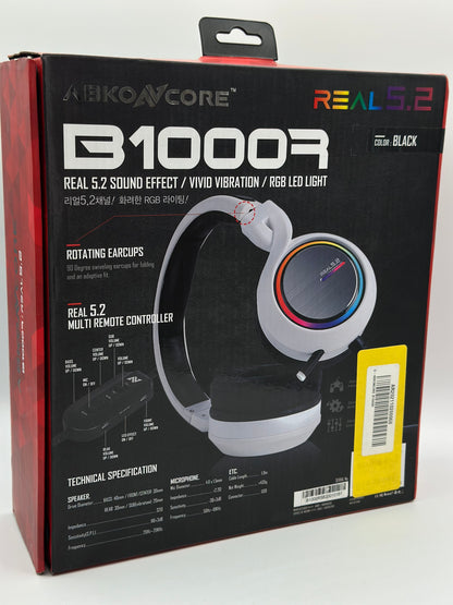 Abkoncore B1000R Real 5.2 Noir
Casque-Micro Pour Gamer Circum-Aural Fermés- Son Surround 5.2 - Micro Retractable - Générateur De Vibrations - Retro-Éclairage RGB - USB/PC