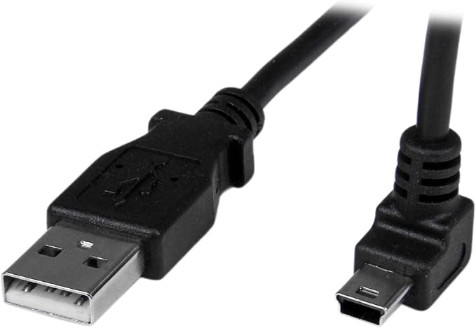 StarTech.com Câble Mini USB 1 m - A vers Mini B coudé 90° vers le haut - Câble USB Mini B Angle Coude vers le haut - Noir 1m (USBAMB1MU)