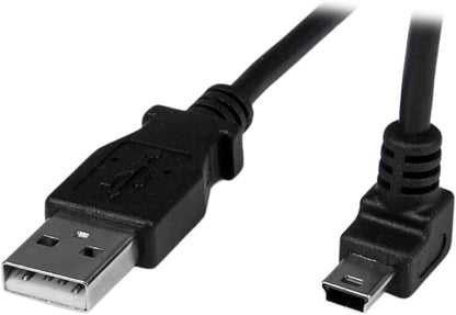 StarTech.com Câble Mini USB 1 m - A vers Mini B coudé 90° vers le haut - Câble USB Mini B Angle Coude vers le haut - Noir 1m (USBAMB1MU)