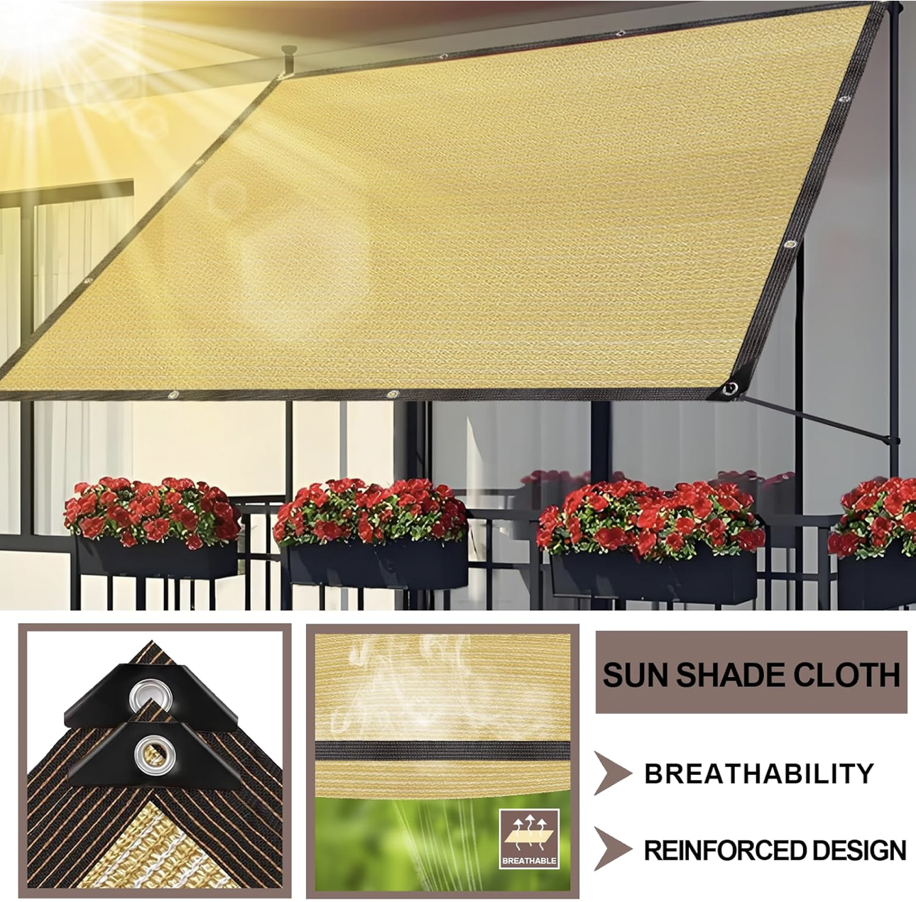 Voile d'ombrage rectangulaire - Filet d'ombrage - Protection Solaire - Protection Contre Les intempéries - 90% Filet d'ombrage pour Jardin, Serre, Patio, terrasse et Camping