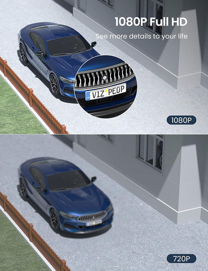 GNCC W1 Caméra de sécurité sans fil avec passerelle, alimentation par piles 2,4 G, caméra de sécurité domestique avec projecteur, vision nocturne couleur FHD 1080p, détection PIR, étanche, sans frais mensuels