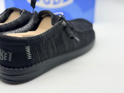 HEYDUDE Wally Stretch Sox - Chaussures pour Hommes - Baskets avec Semelles Confortables - Style Mocassin, Black/Black, 42