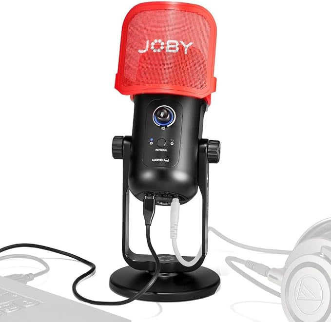 Micro à Condensateur avec Connexion USB, Microphone pour Stream, Podcast, Interview, Contrôles Mute et Gain sur Le Micro USB, Retour Possible Via Écouteurs, Compatible avec Mac et PC