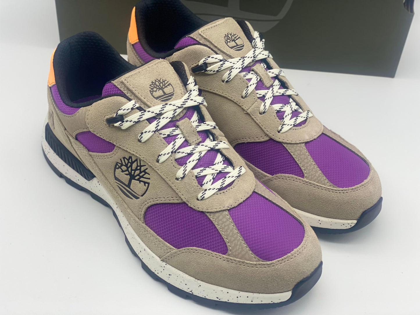 TIMBERLAND Baskets Field Trekker LF Low Hiker Light Taupe Suede With Purple