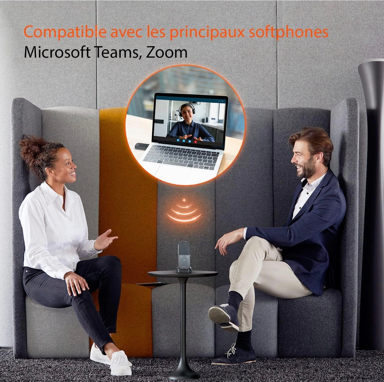 Gigaset ION – Haut parleur compact avec mode combiné – Enceinte pour conférence Son HD - Plug & Play - USB-C - Compatible Teams, Zoom et autres softphones Windows, Linux, MacOS, Anthracite