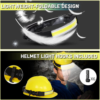 Lampe Frontale LED,2 Pièces Lampe Frontale LED Ultra Puissante USB Rechargeable,Super Bright 1500 Lumen étanche IPX6 et Torche Frontale,6 Modes Réglables pour le Camping, Randonnée,Cyclisme,Pêche [Classe énergétique A+++]