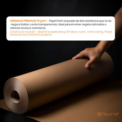 Papier Kraft Brun 70 g/m² – 0,90×10 m – Lot de 3 Rouleaux – Emballage, DIY & Décoration – Résistant déchirure – Compatible Acrylique & Huile