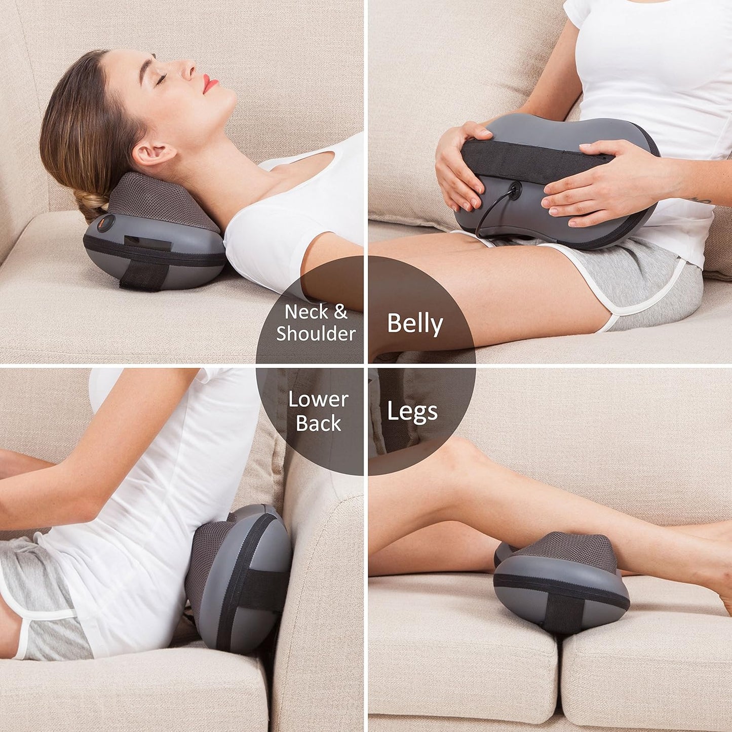 SNAILAX Masseur Shiatsu pour Cou et dos avec Fonction de Chaleur Pétrissage Massage oreiller pour Soulagement des Douleurs Musculaires Cou Dos Nuque Cuisse Epaule Bureau Domicile Voiture SL618
