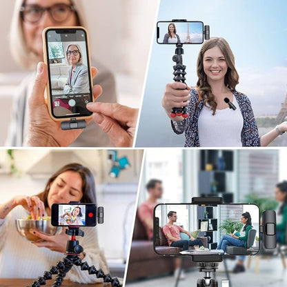 Microphones sans Fil pour Android, Microphone Bluetooth à Clipser sans Fil, Mini Microphone Cravate pour Enregistrement vidéo, Diffusion en Direct, Vlog, Youtube, TikTok (2 micros
