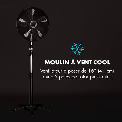 Ventilateur sur Pied, Jusqu'à 2040m³/h, 16" (41cm), 55W de puissance, 5 pales, Oscillation neuf