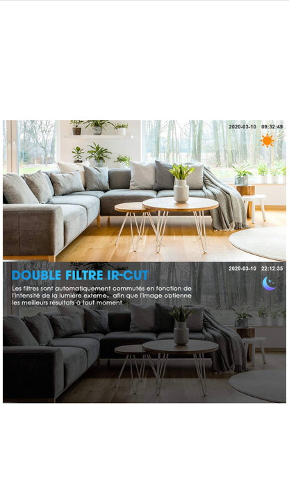 Caméra Surveillance WiFi 1080P FHD, Moniteur bébé, Caméra IP sans Fil /Audio Bidirectionnel