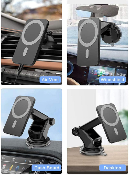 Support Magsafe 15W avec de Chargeur de Voiture sans Fil magnétique pour iPhone 13/12/14:15/16/17 Pro Max Mini avec Support de téléphone de Voiture Chargeur sans Fil à Charge Rapide