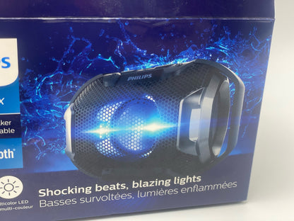 Philips Audio Enceinte Bluetooth portable SB300B/00 (Basses volumineuses, Bluetooth, lumière multicolore, fonction mains-libres, anti-chocs et étanche) Noir