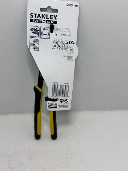 STANLEY 0-84-647 - Pince Multiprise À Verrouillage Gamme FATMAX - Mâchoire Renforcée Par Induction - Bouton Pushlock 17 Positions - Poignée Bi Matière - Finition Black Chrome - Normes Iso/Din 8976.
