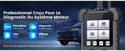 Scanner Lecteur Code Voiture EOBD avec Fonctions OBD2 complètes Vérifier l'outil Diagnostic neuf