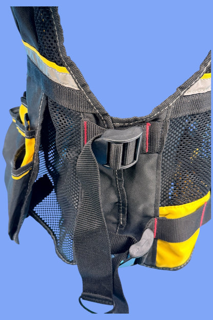 Stanley Fmst1 Veste Porte-Outils Gamme Fatmax - Nombreuses Poches - Bretelles Ajustables - Bandes Réfléchissantes -Doublure en Maille, XL, Jaune/Noir Multicolore