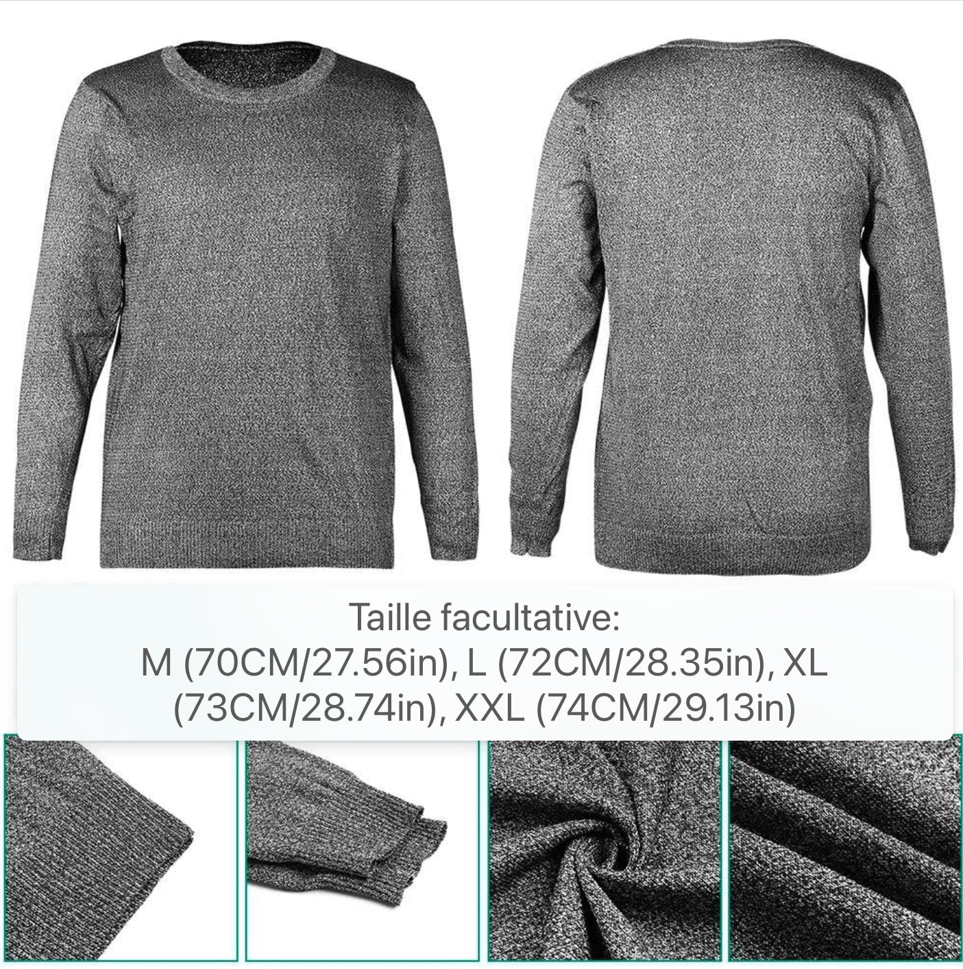 Chemise Résistante Aux Coupures, Chemise Anti-Coupure, Chemise Résistante Aux Coupures, Chemise À Manches Longues Résistante Aux Coupures, Protection De Sécurité De Niveau 5, Pour La Coupe Et La Manipulation Du Verre (L)