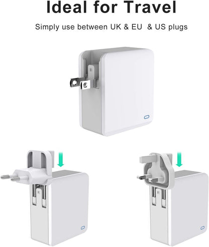 MiliPow Chargeur USB 4 Ports, Adaptateur Secteur de Voyage avec fiches US/UK/UE 24W 5V / 2,4A Compatible avec iPhone, Galaxy S9 / S8 / Note 8, Huawei P20, Tablette etc.