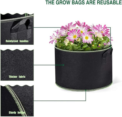 Sac de Plantation Tissu Non tissé épaissi (10 Pcs) - 20L Haute Capacité (Ø 30cm Hauteur 25cm) - Sacs à Plantes avec poignée pour Pommes de Terre, Tomates, Fraises, Fleurs et Autres Plantes