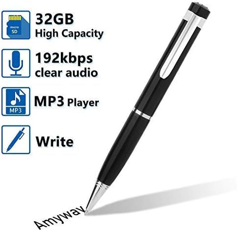 Enregistreur Vocal Numérique, Lecteur MP3 avec Carte Micro SD de 32 Go, Câble USB, Lecteur de Carte