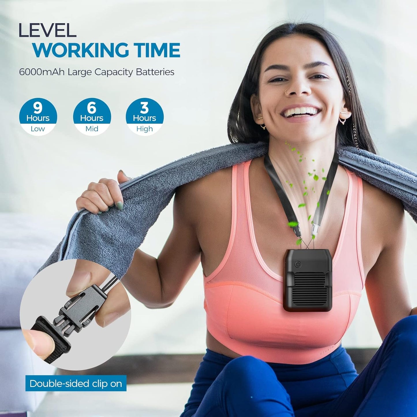 Brrivers Éventail de taille personnel à clipser sur la taille, portable et mains libres