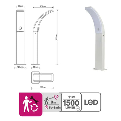 Borne extérieure Led à détection Lakko, 1500 Lumens, blanc INSPIRE