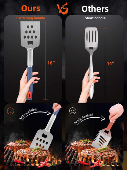 Ustensiles Barbecue, 20 Pièces Kit Barbecue avec Brosse Nettoyage Accessoires, Barbecue Portable Accessoire pour Jardin, Extérieur, Randonnée et Voyage Grillade