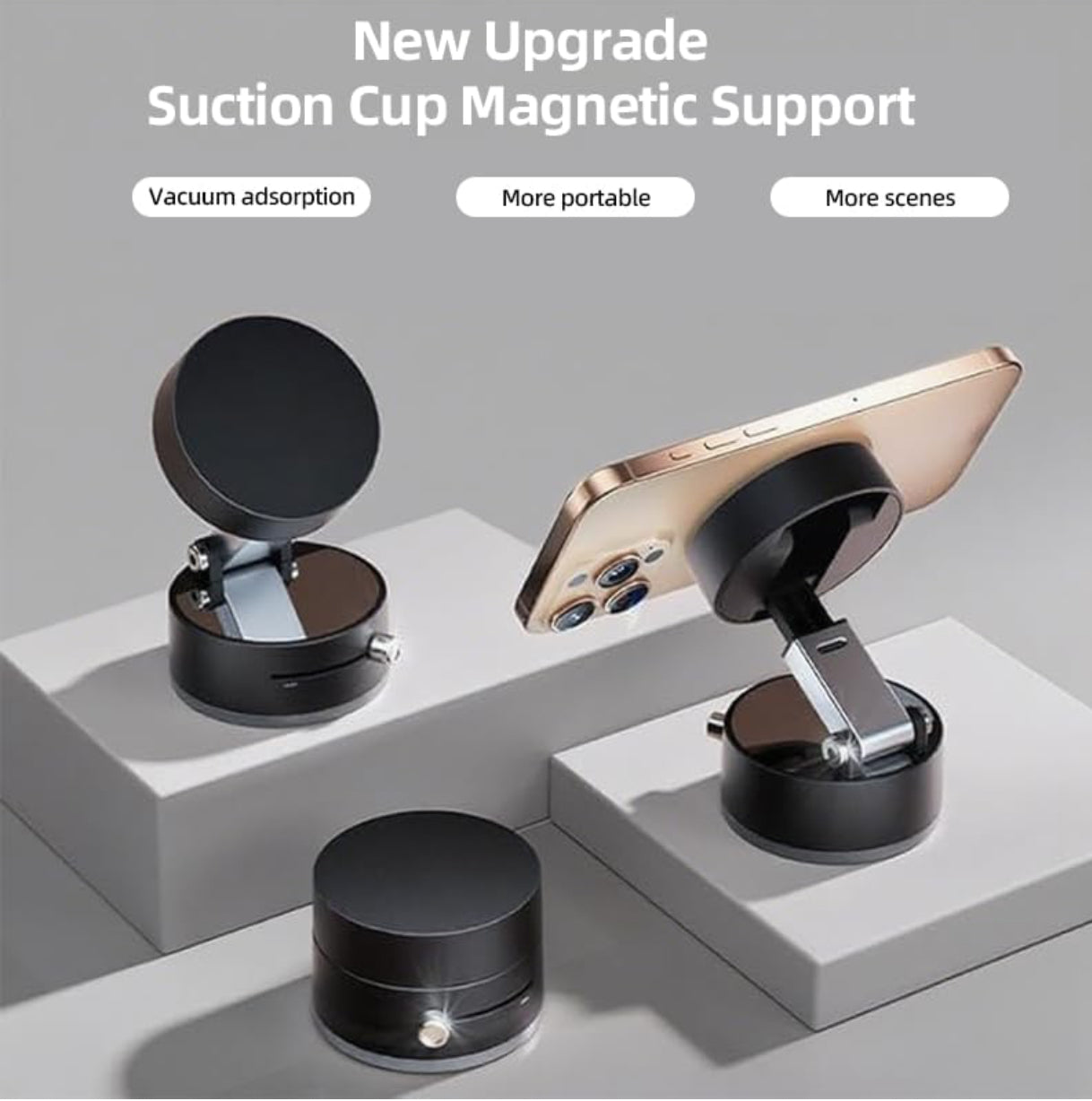 Support de téléphone magnétique pliable et rotatif blanc - Miroir de fitness magnétique robuste - Surface lisse - Pour tous les véhicules