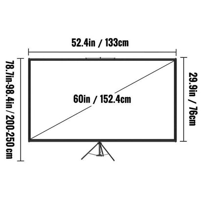Écran de Projection avec Trépied 60" - Toile de Projection 152,4 cm - 4K HD - Angle de Vue 160 degré