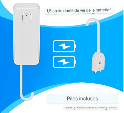 AGSHome Détecteur d'eau WLAN Alarme d'eau, alarme de fuite APP, fonctionne avec l'application SmartLife, fonctionnement sur batterie, pour machine à laver, salle de bain et cave