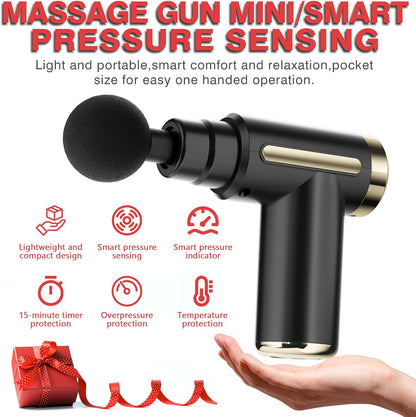 Pistolet de Massage Musculaire, Anti-Douleur Sportif Massage gun, Masseur à percussion musculaire avec 4 têtes de massage, Cadeau de Relaxation pour la Fête des Mères et la Fête des Pères