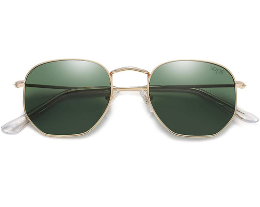 SOJOS Lunettes de Soleil Moderne Géométrique Métal Temples Minces Polarisé Lentille Plate Hexagonal pour Femmes et Hommes SJ1072