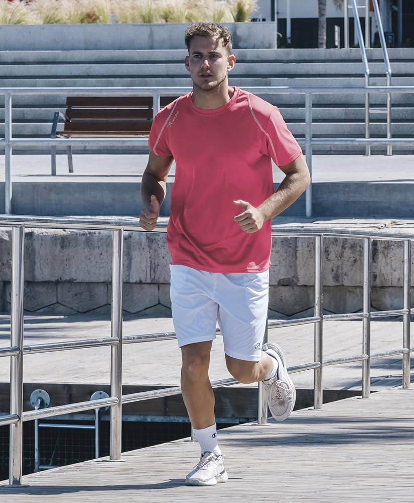 T-Shirt Technique pour Homme, Sport, Manches Courtes, Mesh | Vêtements de Sport d'été Respirants à séchage Rapide | Idéal pour la Salle de Sport, l'entraînement, Les Loisirs et Le Fitness
