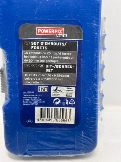 Jeu d'embouts, Powerfix, Profi, porte-embouts HSS foret hélicoïdal 17 pièces
