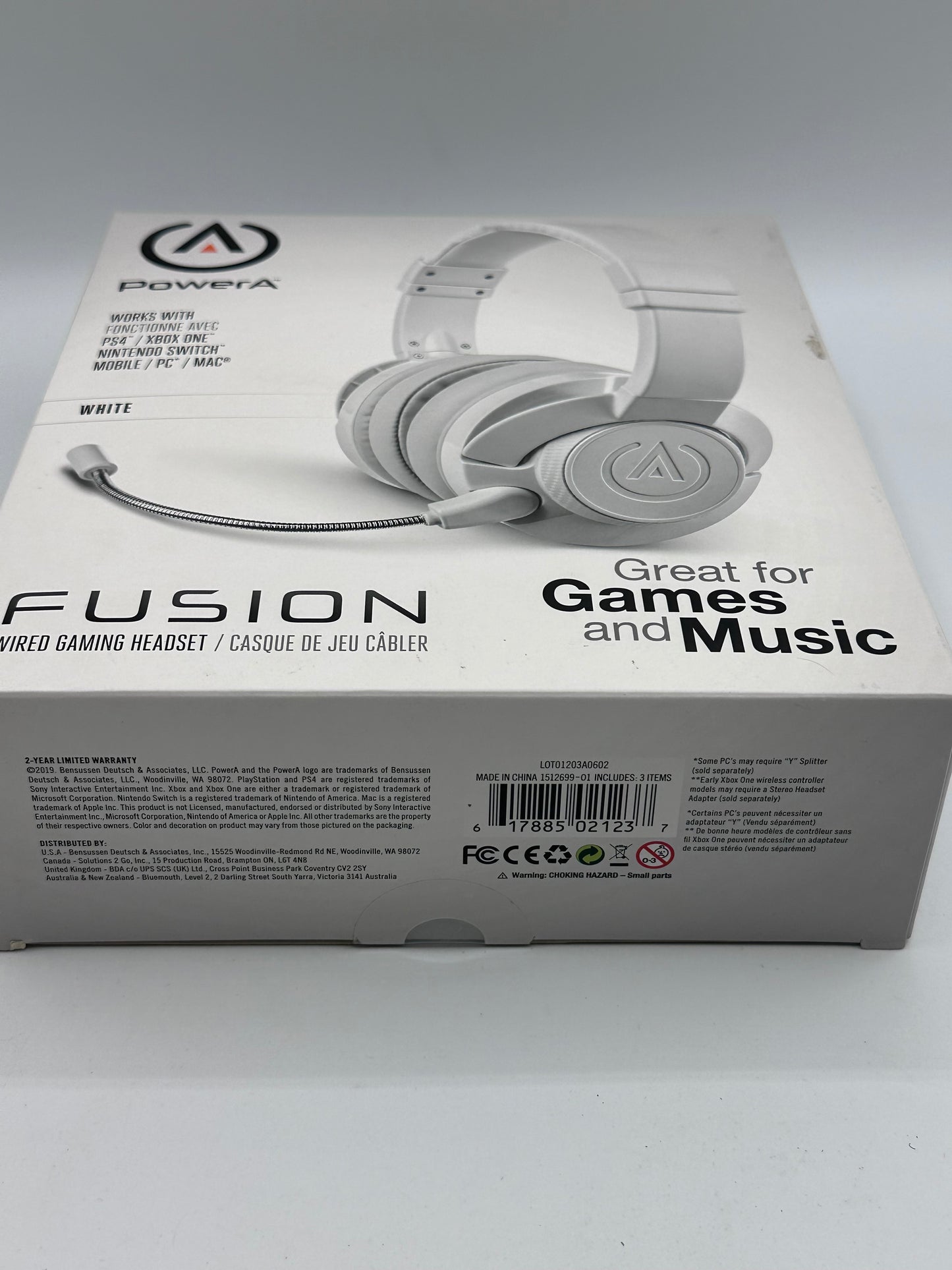 PowerA Fusion Casque Gamer Filaire avec Microphone Amovible - Compatible avec PlayStation 4, Xbox (One, One X, One S, 360), Nintendo Switch, Mac PC, Android , iOS - Blanc