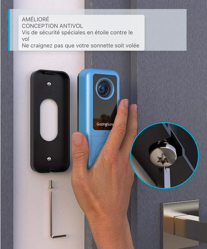 Sonnette vidéo GazingSure - Sonnette de sécurité WLAN 2K avec caméra et carillon, transmission en temps réel, détection de mouvement, résistance aux intempéries IP65, compatible avec Alexa et Google Assistant