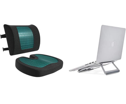 Lot de 2 Coussins d’assise et de soutien lombaire, Mousse à mémoire de forme et gel rafraichissant