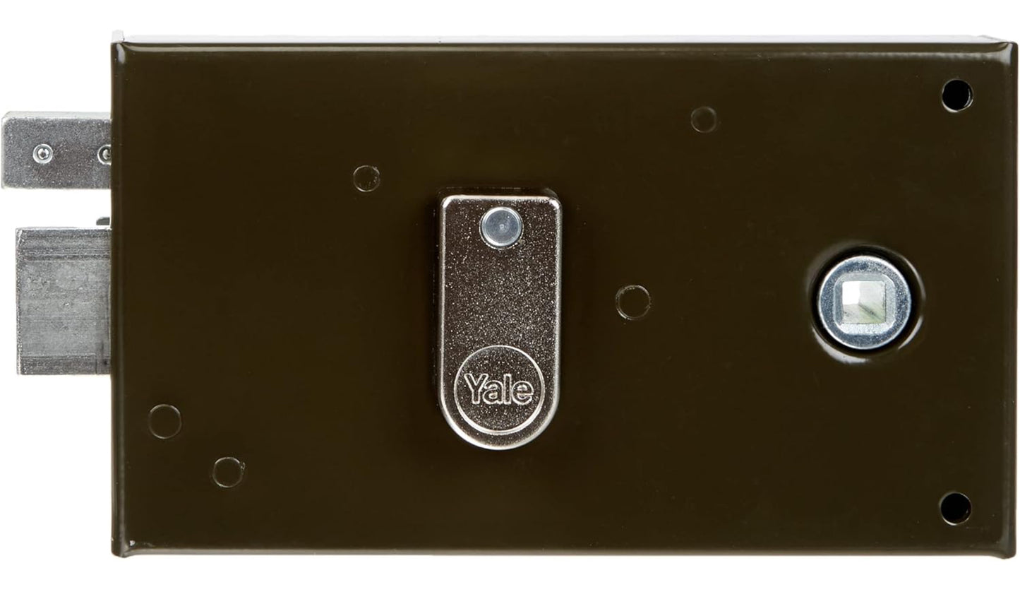 Yale Serrure en applique horizontale à fouillot Gauche - YAH36G - Kaki, 2 Clés fournies, Axe à 55 mm, Carré de 6 mm, Version Gauche - pour Porte intérieure de communication
