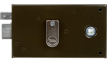 Yale Serrure en applique horizontale à fouillot Gauche - YAH36G - Kaki, 2 Clés fournies, Axe à 55 mm, Carré de 6 mm, Version Gauche - pour Porte intérieure de communication