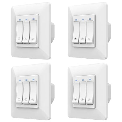 Commutateur de rideau intelligent WiFi, interrupteur de volet roulant WLAN à 3 vitesses, interrupteur de commande vocale à distance APP pour volets roulants de rideau de fenêtre, compatible avec Google Home Alexa Echo, sans hub nécessaire -4Pcs
