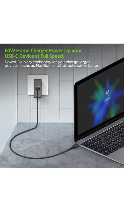 Chargeur mural ultra rapide grâce à ses 60watt et USB C, prise EU/UK neuf