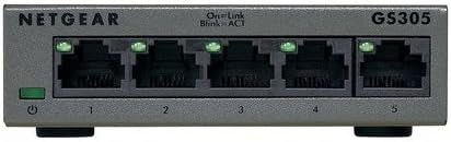 NETGEAR GS305-100PES Switch 5 Ports Gigabit Métallique 10/100/1000 mbps pour une Connectivité Simple et Abordable pour les Petites Entreprises et les Bureaux à Domicile