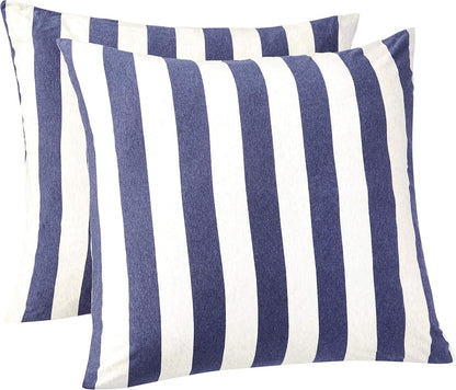 oreillers en jersey, paquet de 2, larges rayures-65 x 65 cm, marine